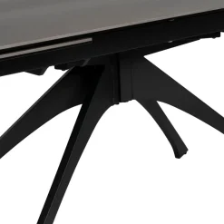 Mesa de comedor extensible de cerámica y cristal gris oscuro 180/260x90x76cm