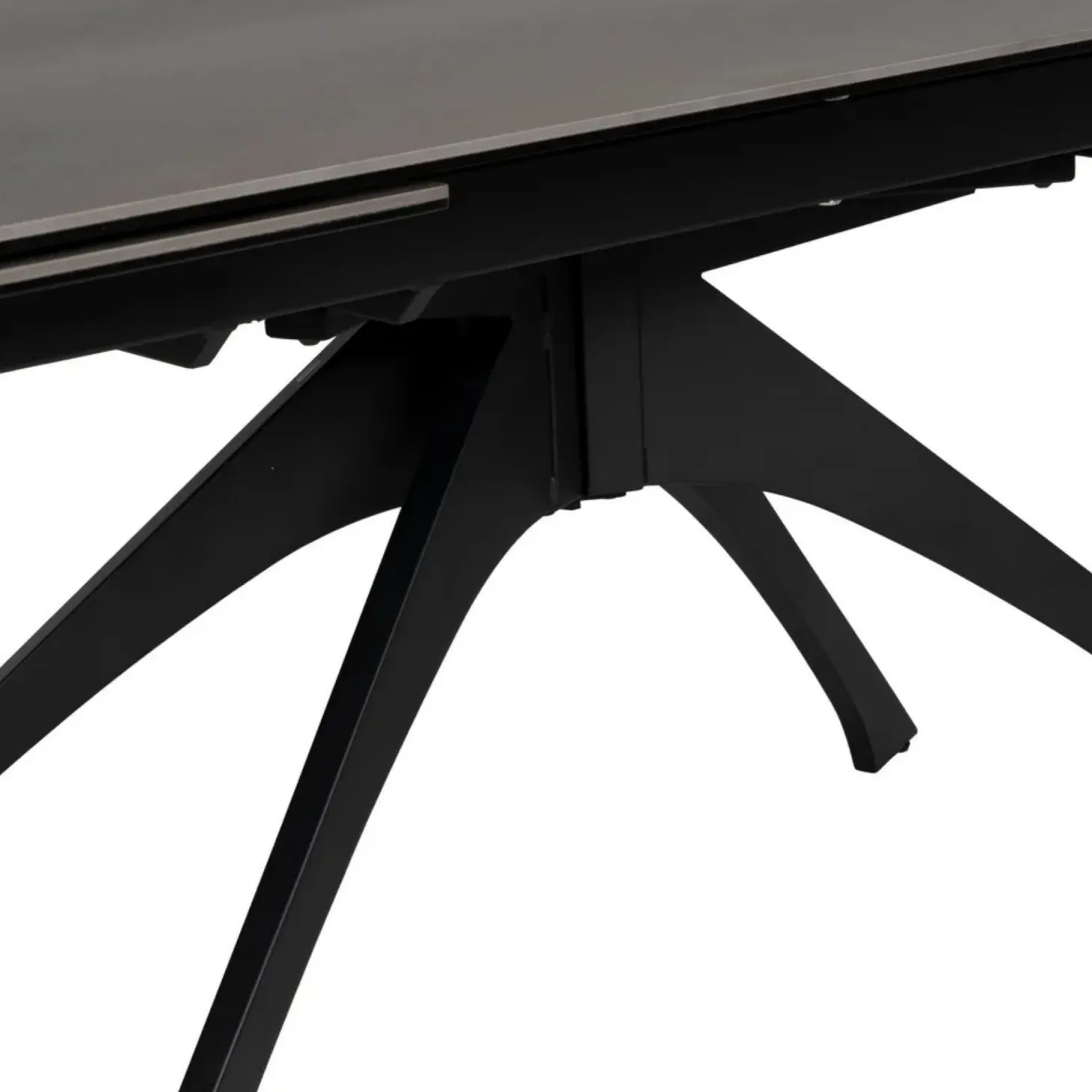 Mesa de comedor extensible de cerámica y cristal gris oscuro 180/260x90x76cm