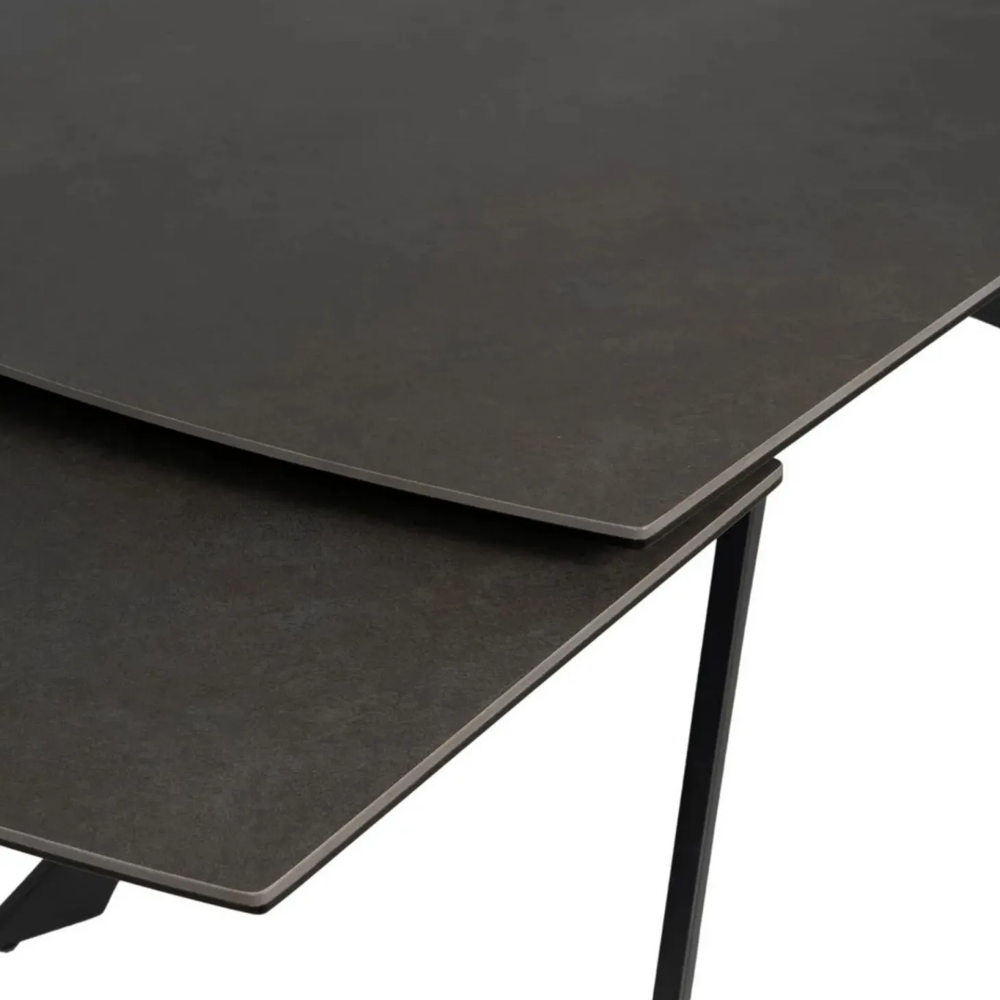 Mesa de comedor extensible de cerámica y cristal gris oscuro 180/260x90x76cm