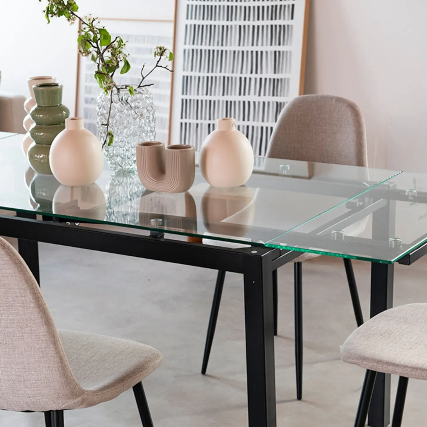 Mesa de comedor extensible de cristal Praga 200/140x80x76cm