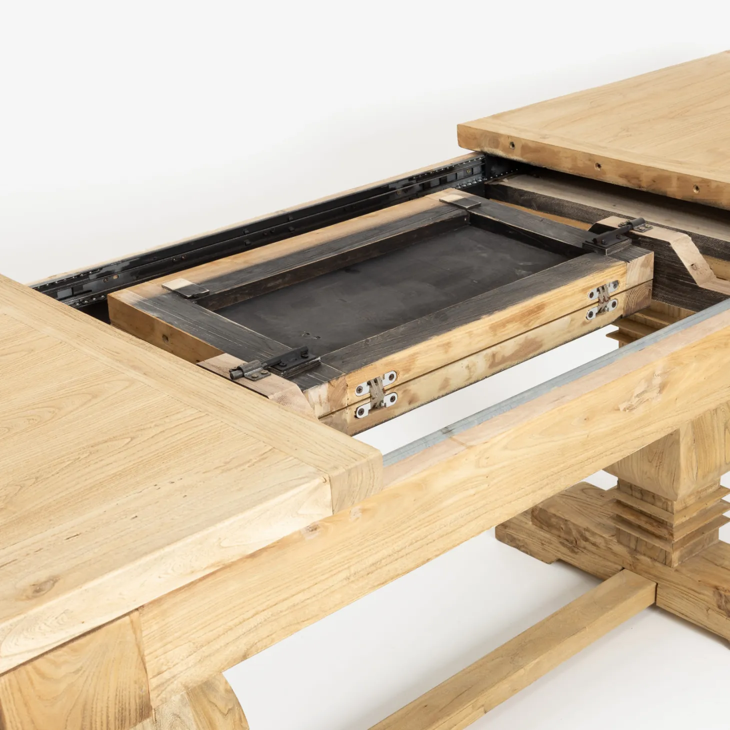 Mesa de comedor extensible de madera de olmo reciclada Toulouse 160/220x80x76cm