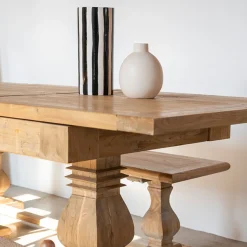 Mesa de comedor extensible de madera de olmo reciclada Toulouse 160/220x80x76cm