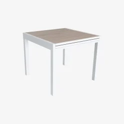 Mesa de jardín extensible de aluminio blanco con efecto madera Albir 90/180x90x76cm
