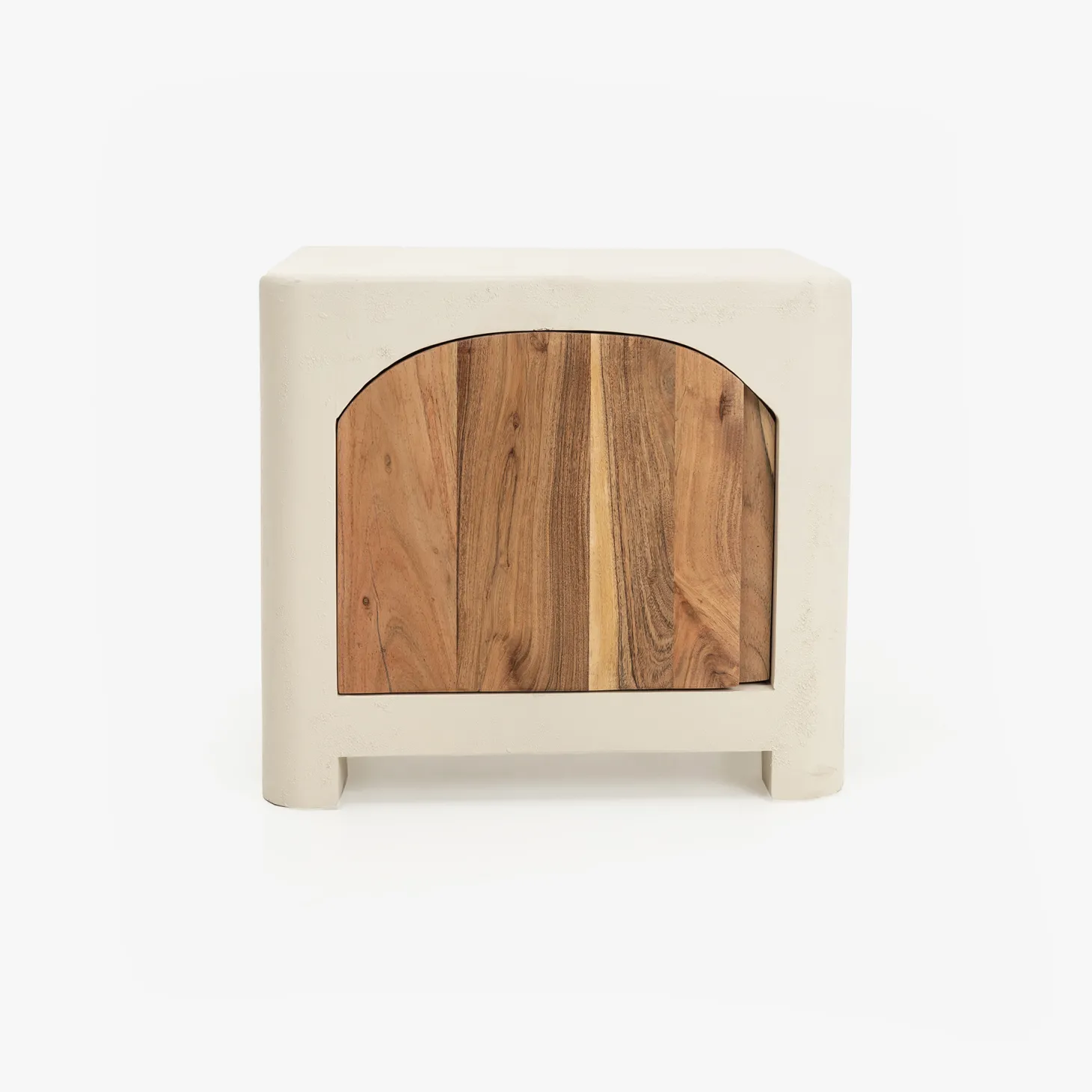 Mesita de noche de madera de acacia y microcemento Kurli 50x40x45cm Clau&Chloe