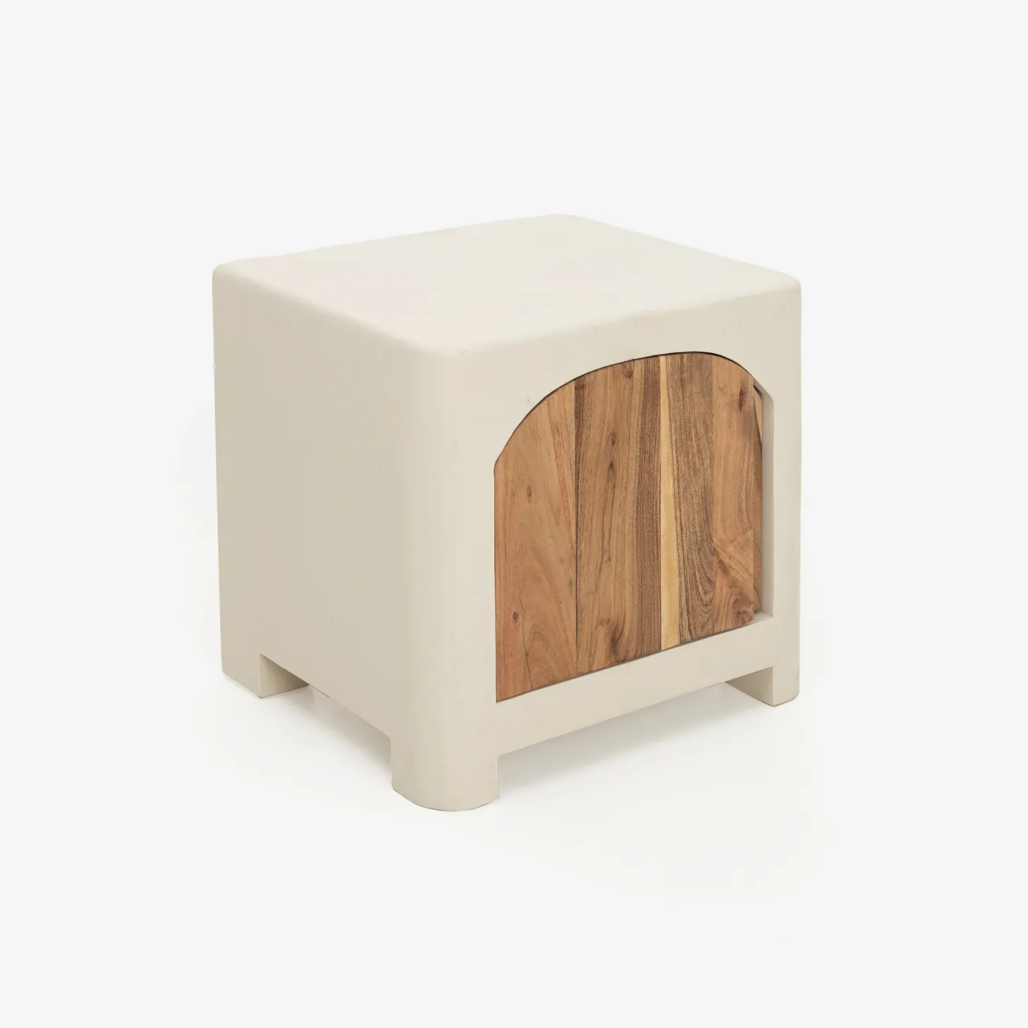 Mesita de noche de madera de acacia y microcemento Kurli 50x40x45cm Clau&Chloe
