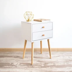 Mesita de noche de madera con 2 cajones Deva 40x30x63cm