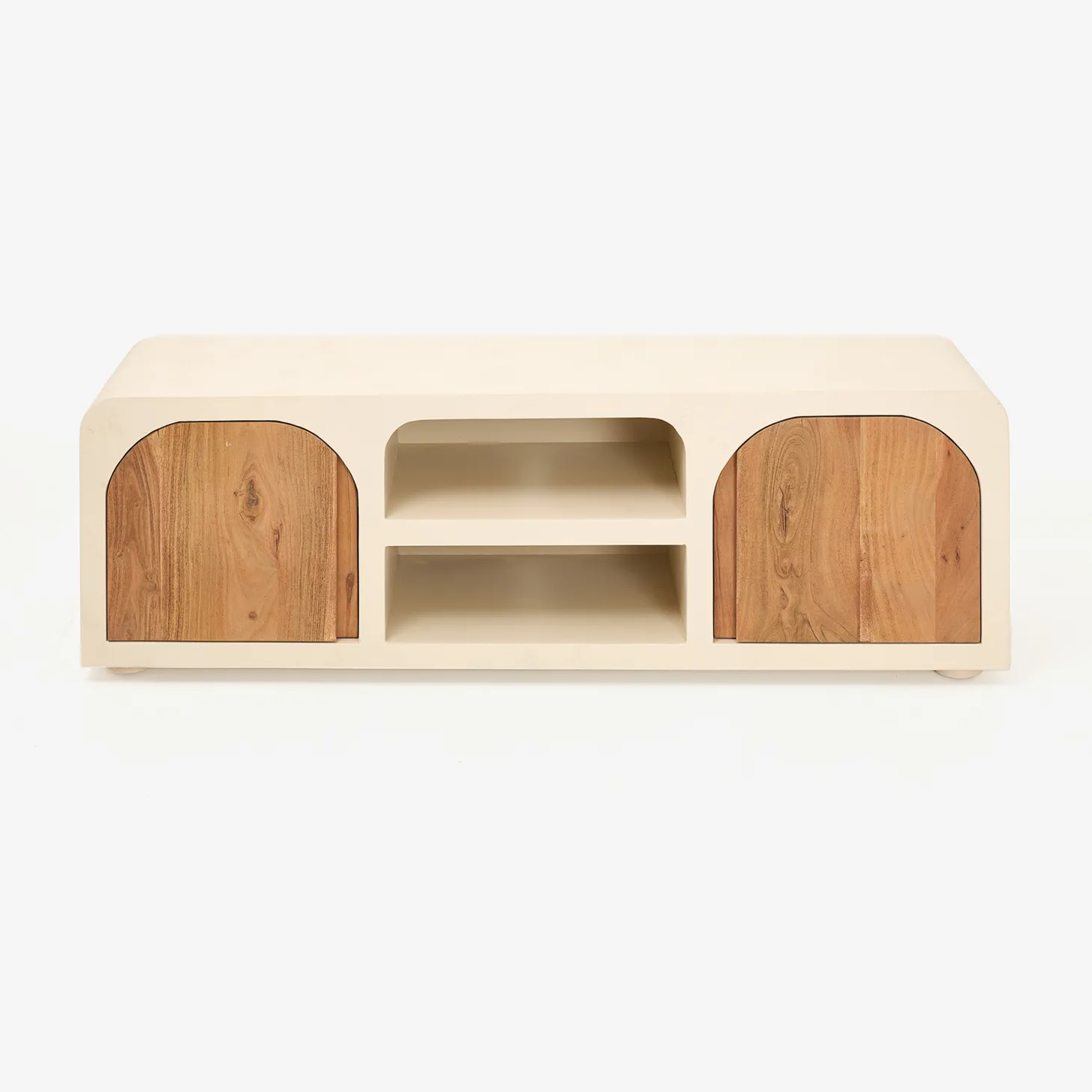 Mueble de TV de microcemento y madera de acacia Kurli 140x35x45cm Clau&Chloe