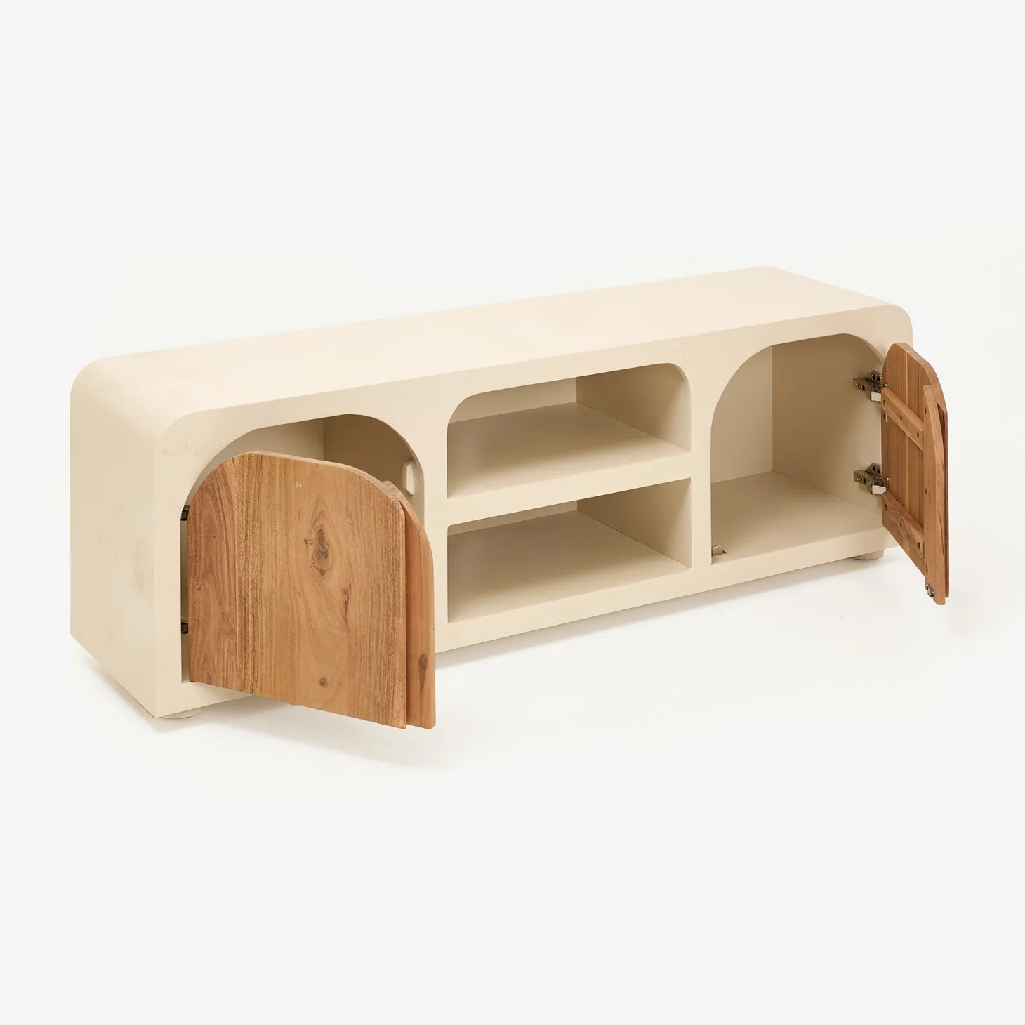 Mueble de TV de microcemento y madera de acacia Kurli 140x35x45cm Clau&Chloe