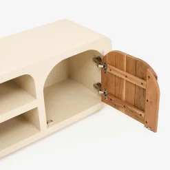 Mueble de TV de microcemento y madera de acacia Kurli 140x35x45cm Clau&Chloe