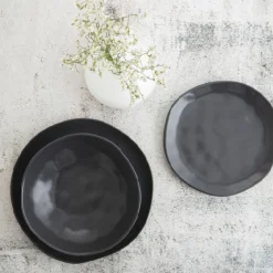 Plato hondo de cerámica negro Cosmos Ø22cm