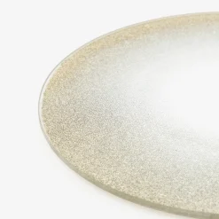 Portavelas de cristal dorado con purpurina Ø15cm