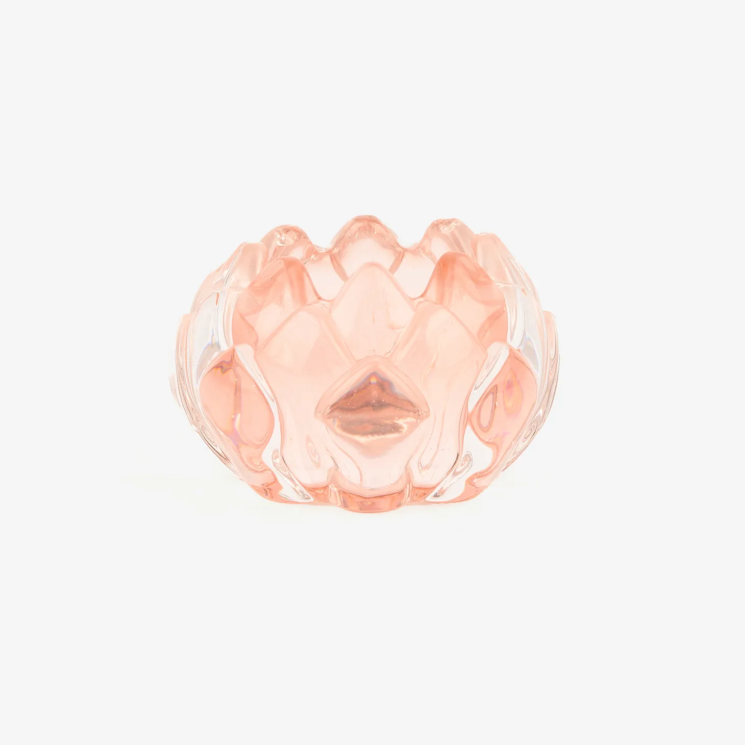 Portavelas de cristal rojo Flor Ø8x5,5cm