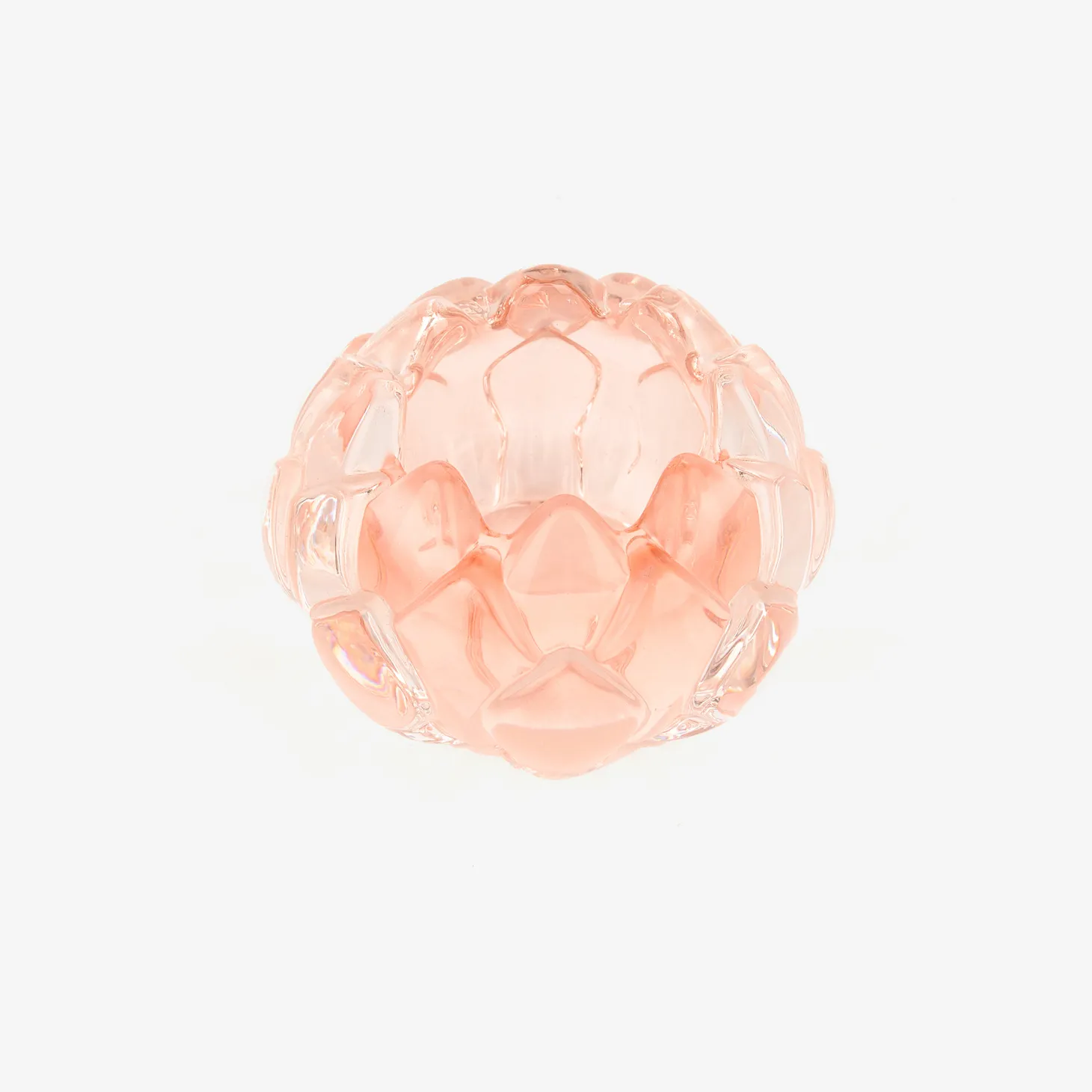 Portavelas de cristal rojo Flor Ø8x5,5cm