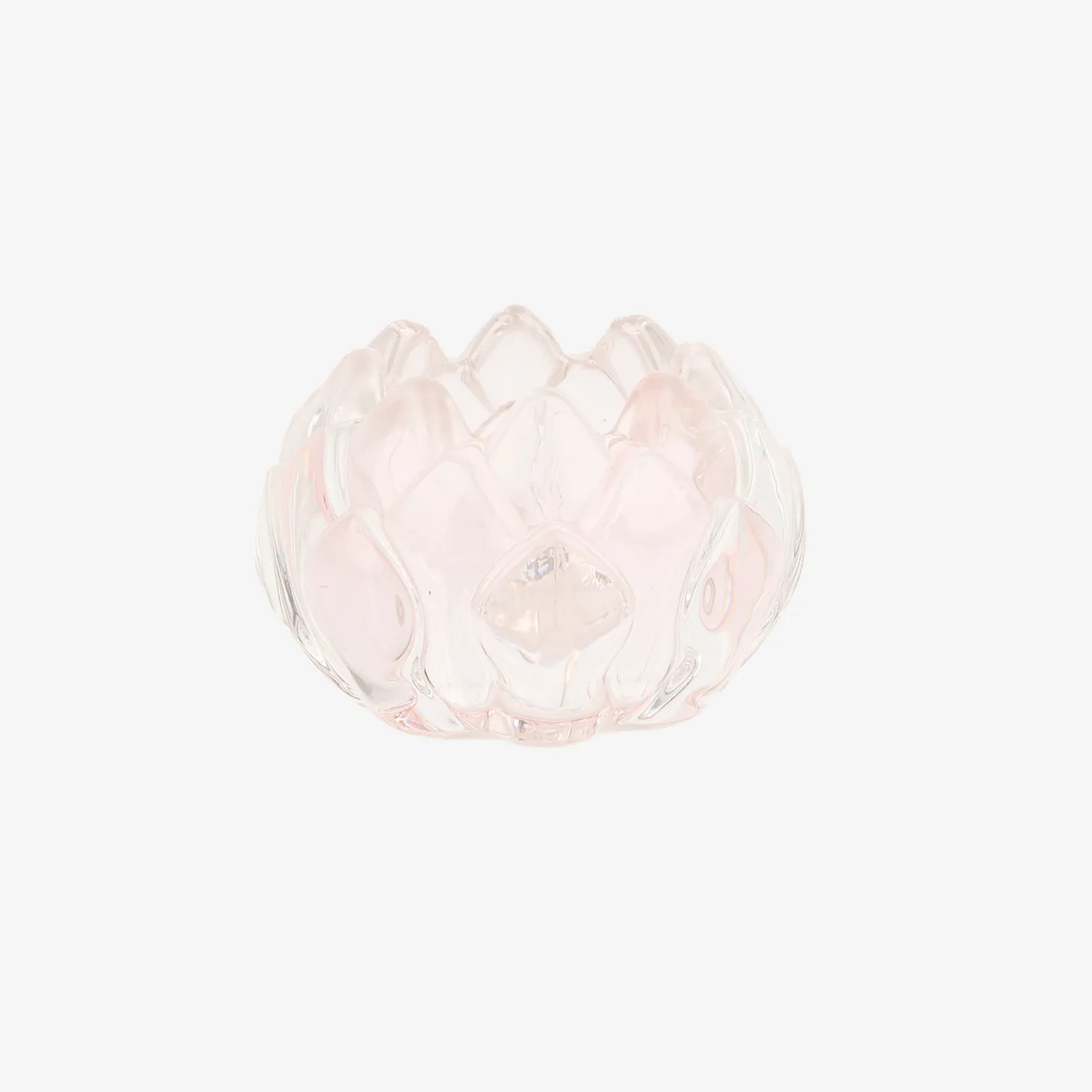 Portavelas de cristal rosa Flor Ø8x5,5cm
