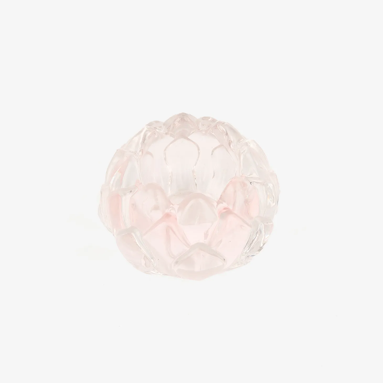 Portavelas de cristal rosa Flor Ø8x5,5cm