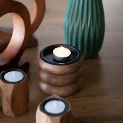 Portavelas de madera Belma 8cm