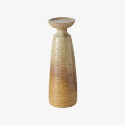 Portavelas de porcelana beige Darcy Ø10x31cm
