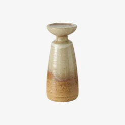 Portavelas de porcelana beige Darcy Ø10x24cm