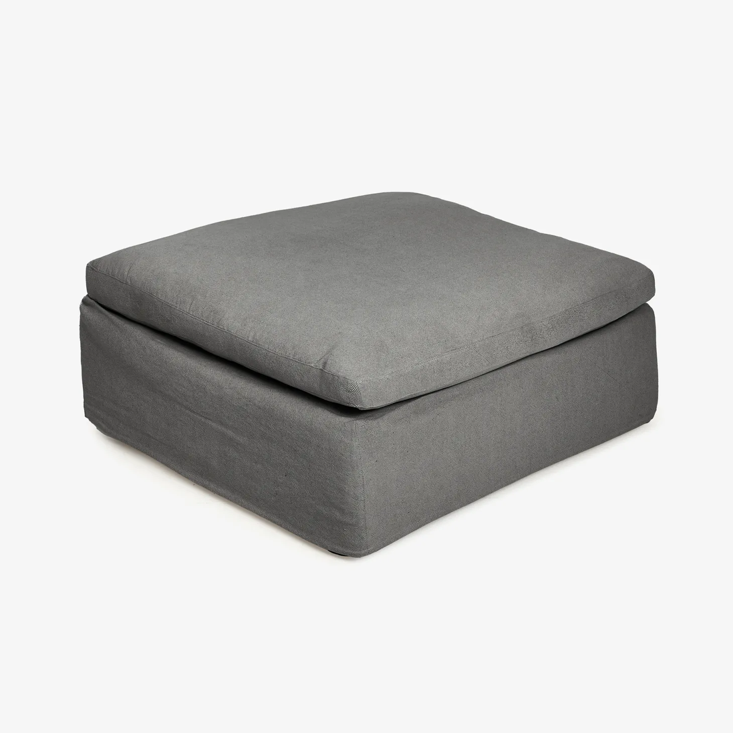 Puf de lino gris Aiden 95x95x45cm Clau&Chloe