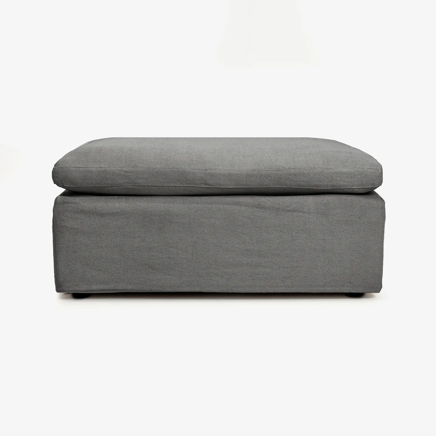 Puf de lino gris Aiden 95x95x45cm Clau&Chloe