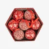 Set 7 bolas decorativas rojas copos de nieve 7,5cm