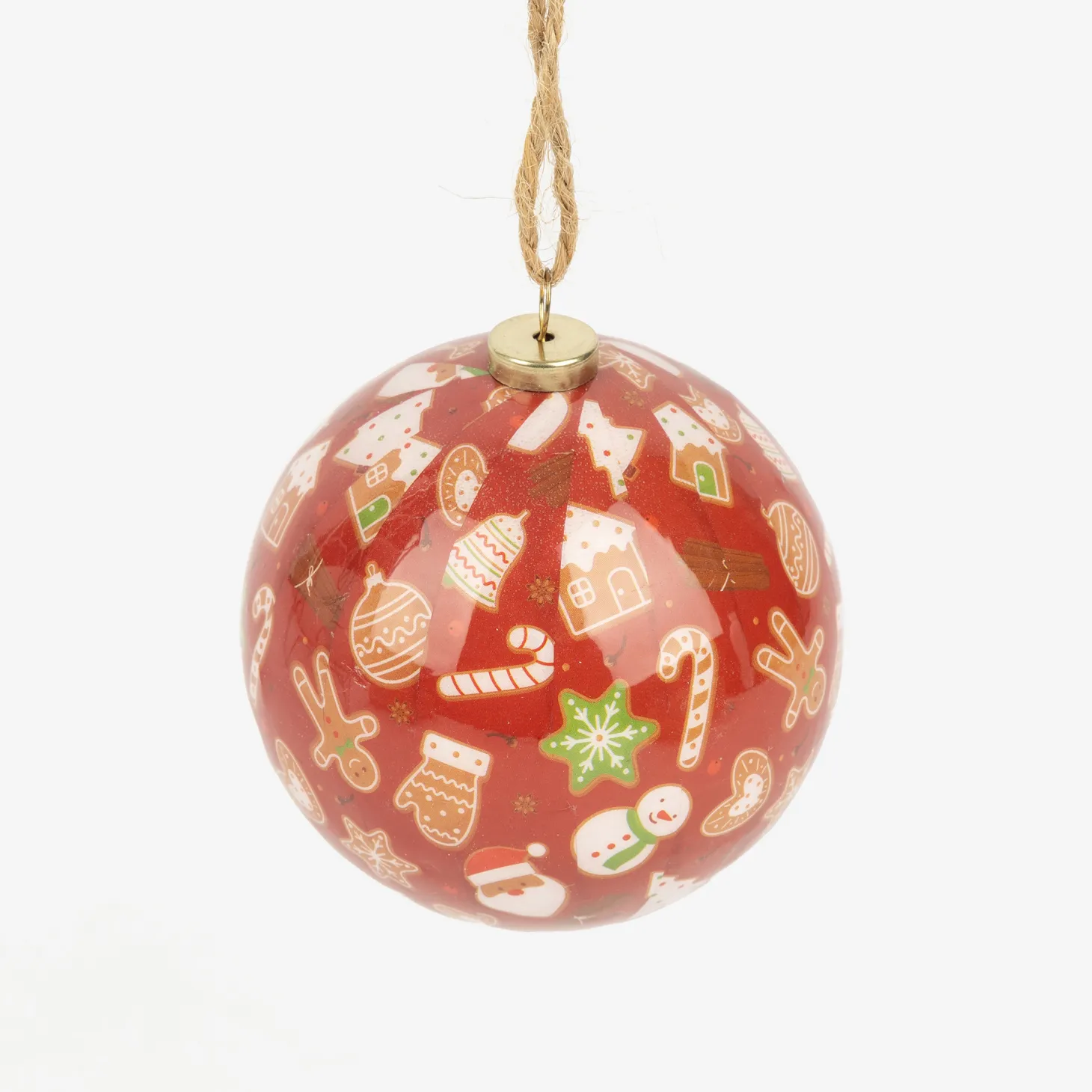 Set de 6 bolas decorativas blancas y rojas Ø7,5cm