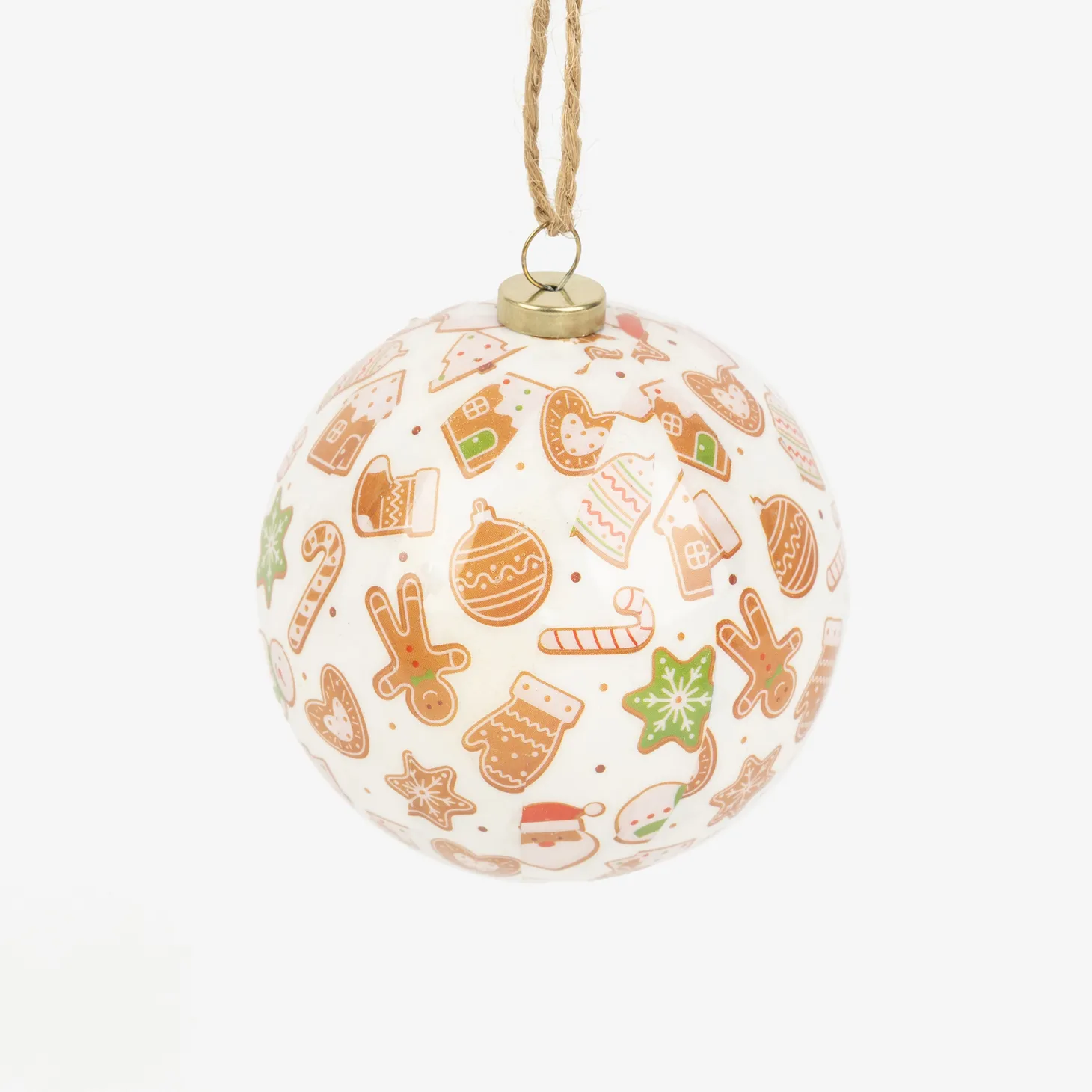 Set de 6 bolas decorativas blancas y rojas Ø7,5cm