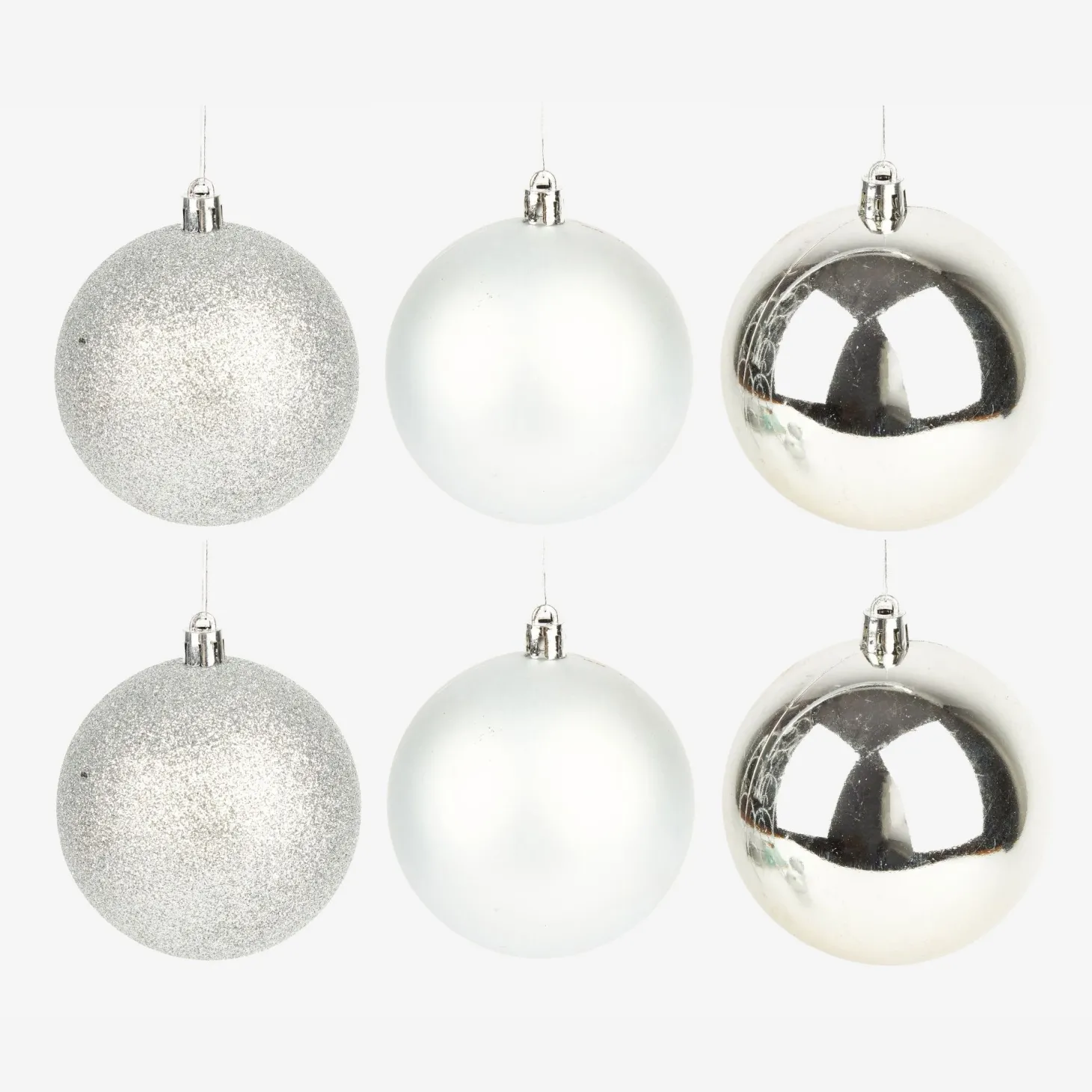 Set de 6 bolas decorativas plateadas Ø8cm