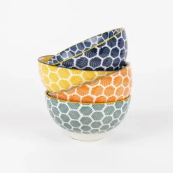 Set de 4 boles de porcelana en varios colores Okinawa Ø13cm