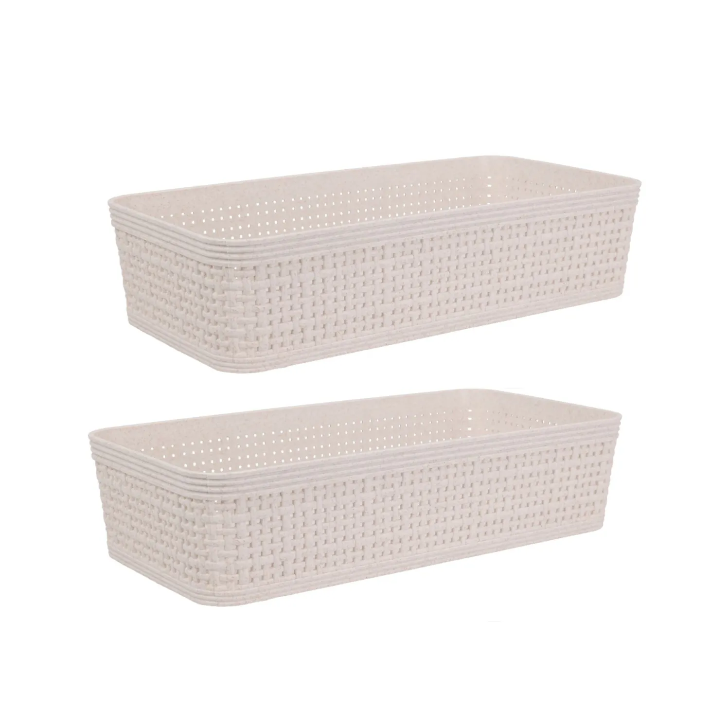 Set de 2 cestas beige Badet 25x13x6cm