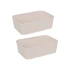 Set de 2 cestas de plástico beige Badet 19x14x6cm