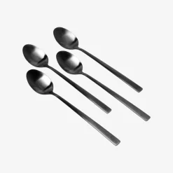 Set de 4 cucharas de acero inoxidable negro Petra 18cm