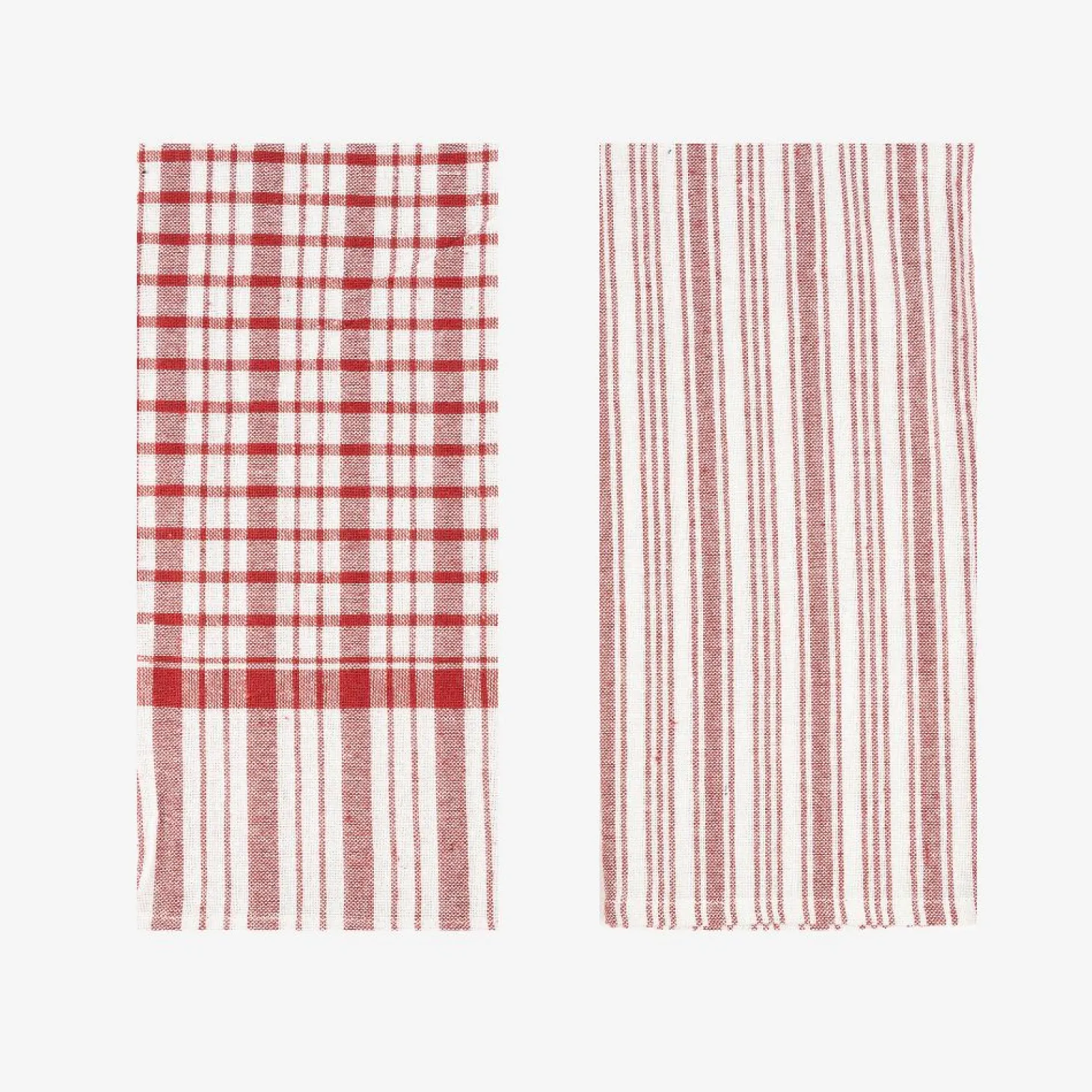 Set de 2 paños de algodón con rayas rojas Midson45x65cm