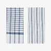 Set de 2 paños de algodón con rayas azules Midson45x65cm