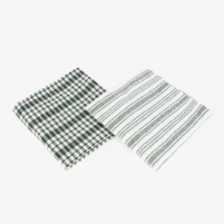 Set de 2 paños de algodón con rayas verde Midson45x65cm