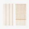 Set de 2 paños de algodón rayas beige Midson 45x65cm