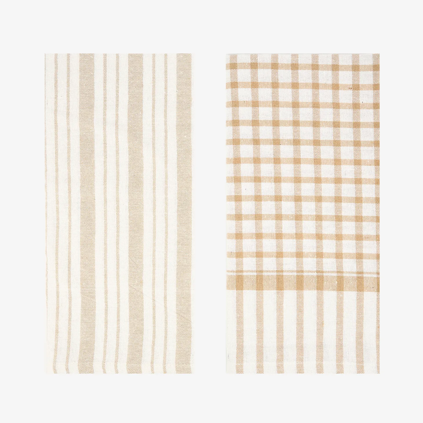 Set de 2 paños de algodón rayas beige Midson 45x65cm