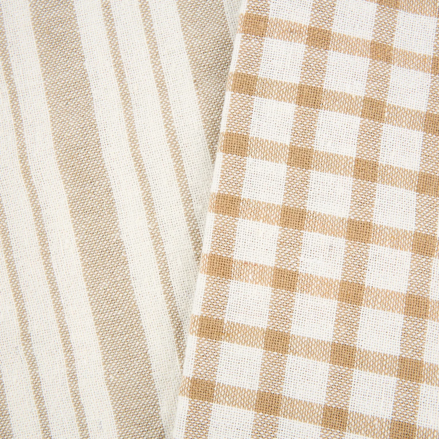 Set de 2 paños de algodón rayas beige Midson 45x65cm