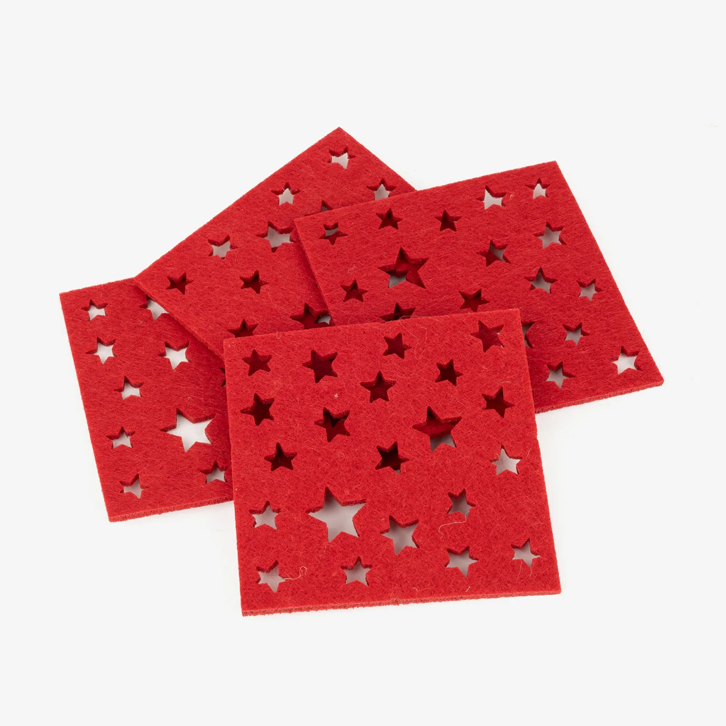 Set de 4 posavasos fieltro Estrellas 10x10cm