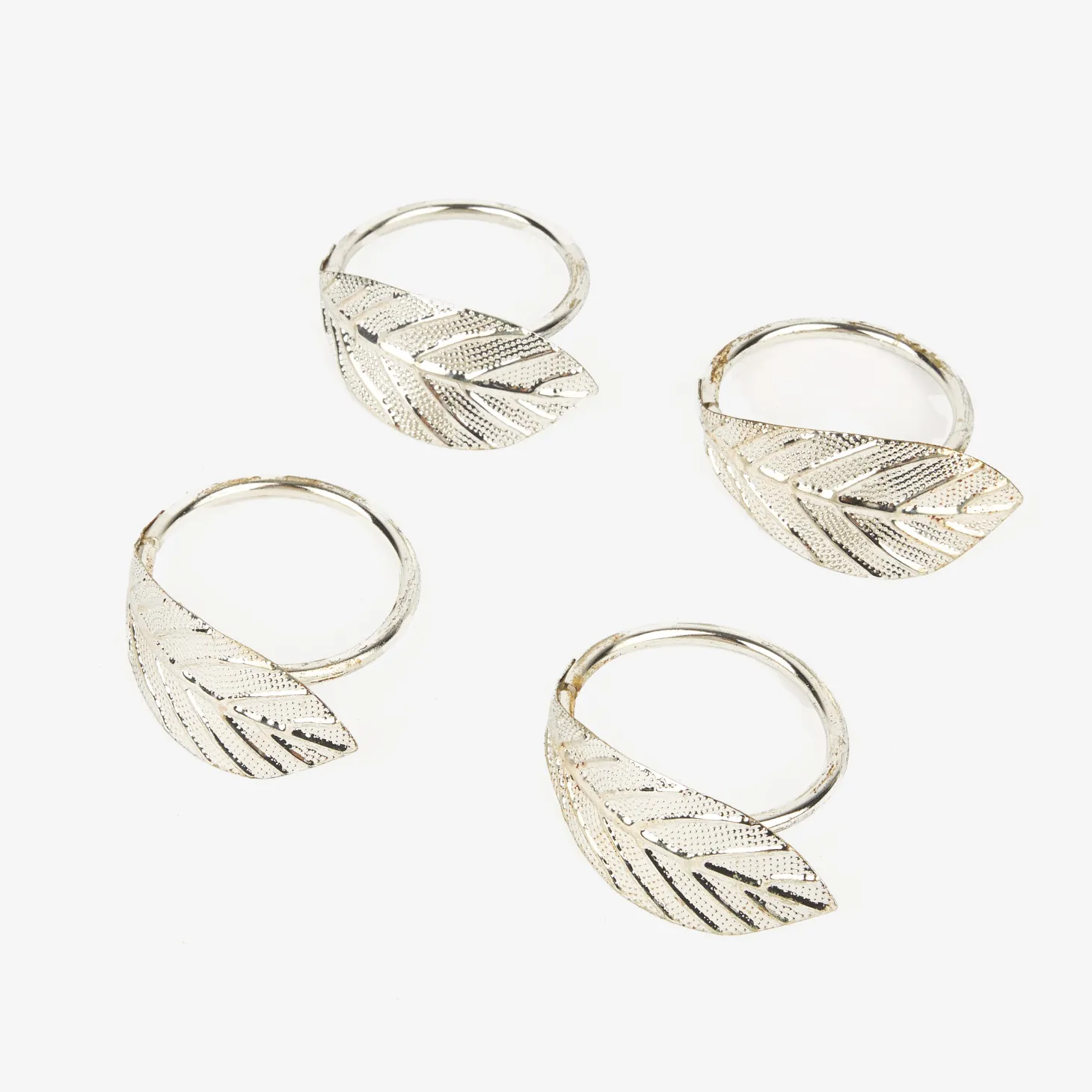 Set de 4 servilleteros de metal plateados