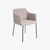 Set de 2 sillas de comedor con reposabrazos de metal beige Caleb 52x53x77cm
