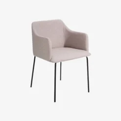 Set de 2 sillas de comedor con reposabrazos de metal beige Caleb 52x53x77cm