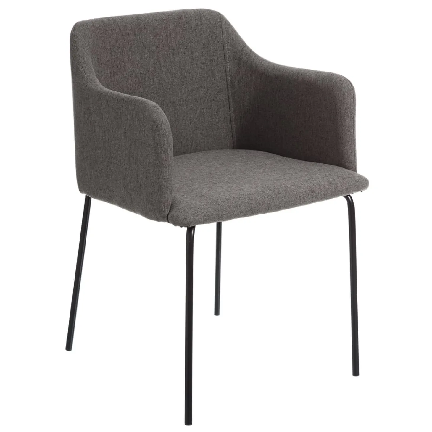 Set de 2 sillas de comedor con reposabrazos de metal gris Caleb 52x53x77cm