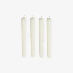 Set de 4 velas candelabro blancas 26cm