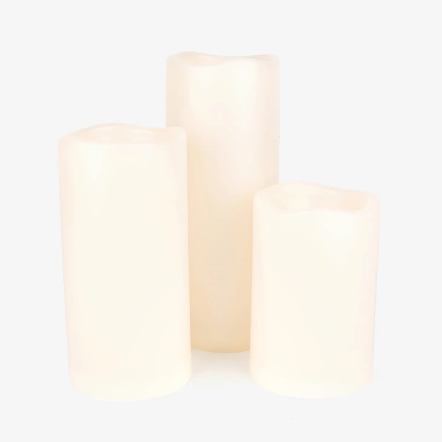 Set de 3 velas LED marfil con mando 15-20-25 cm