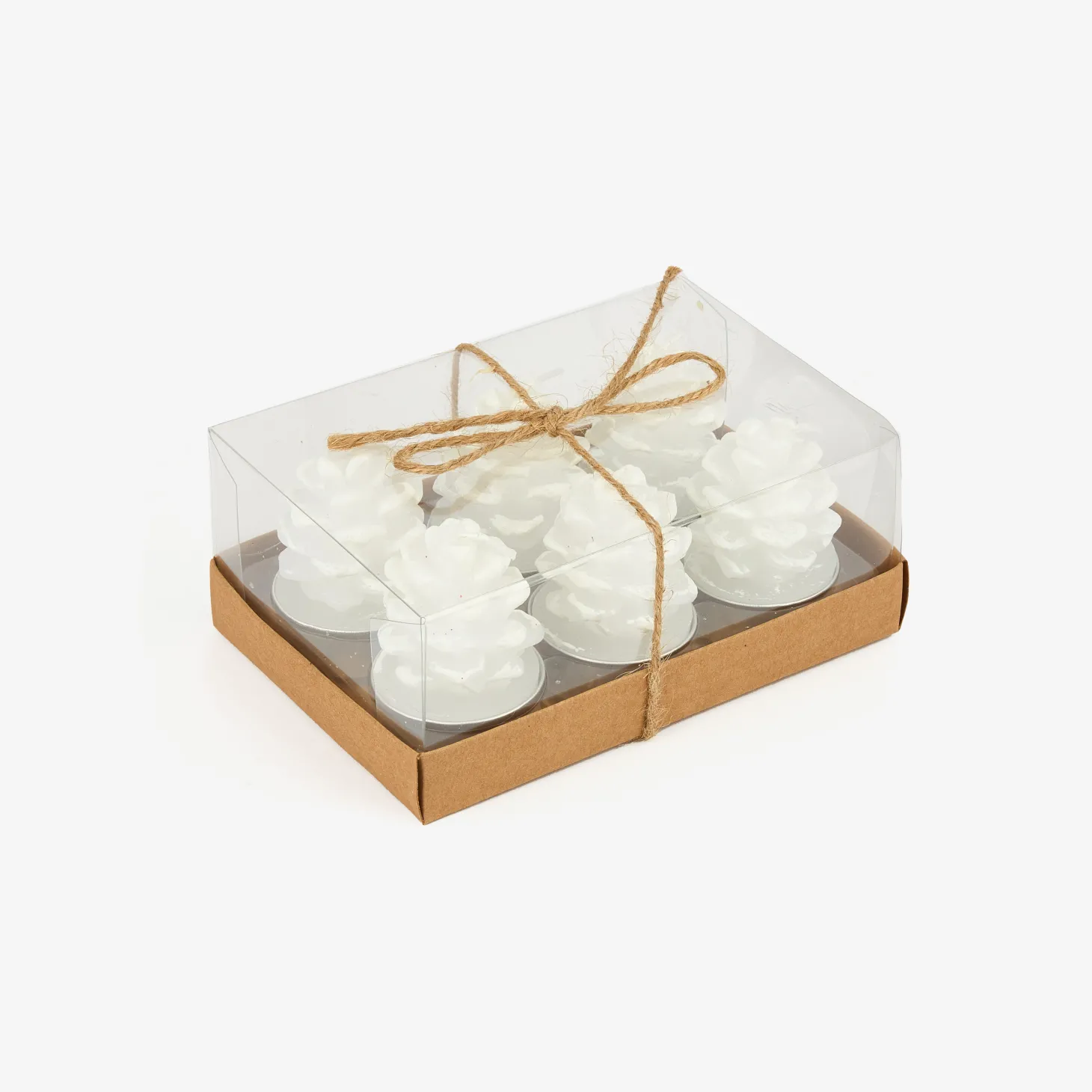 Set de 6 velas tealight piña blancas