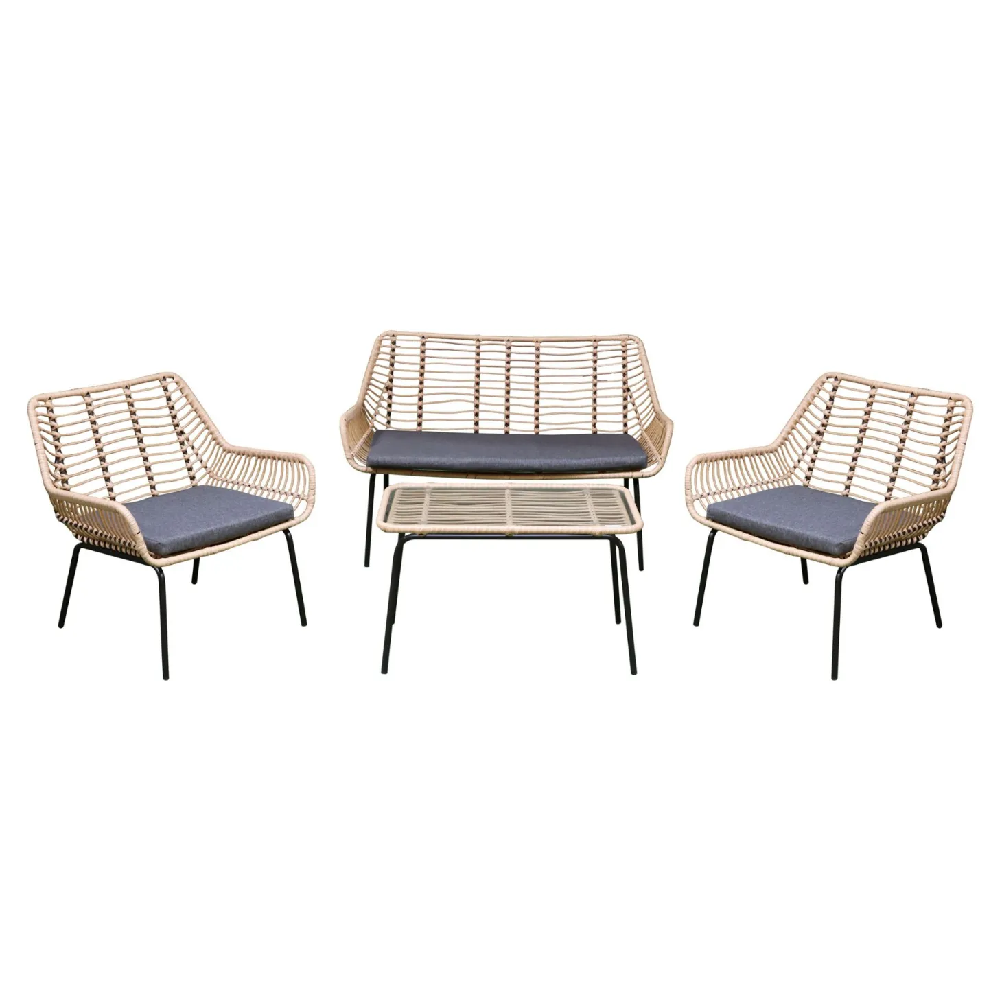 Set de jardín de 4 piezas de ratán sintético Hawai