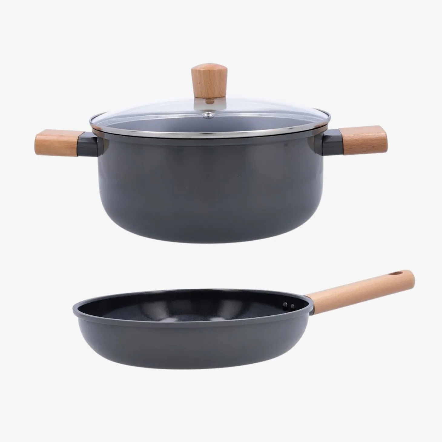 Set de sartén y cacerola de aluminio antiadherente apta para inducción Elios Ø24cm