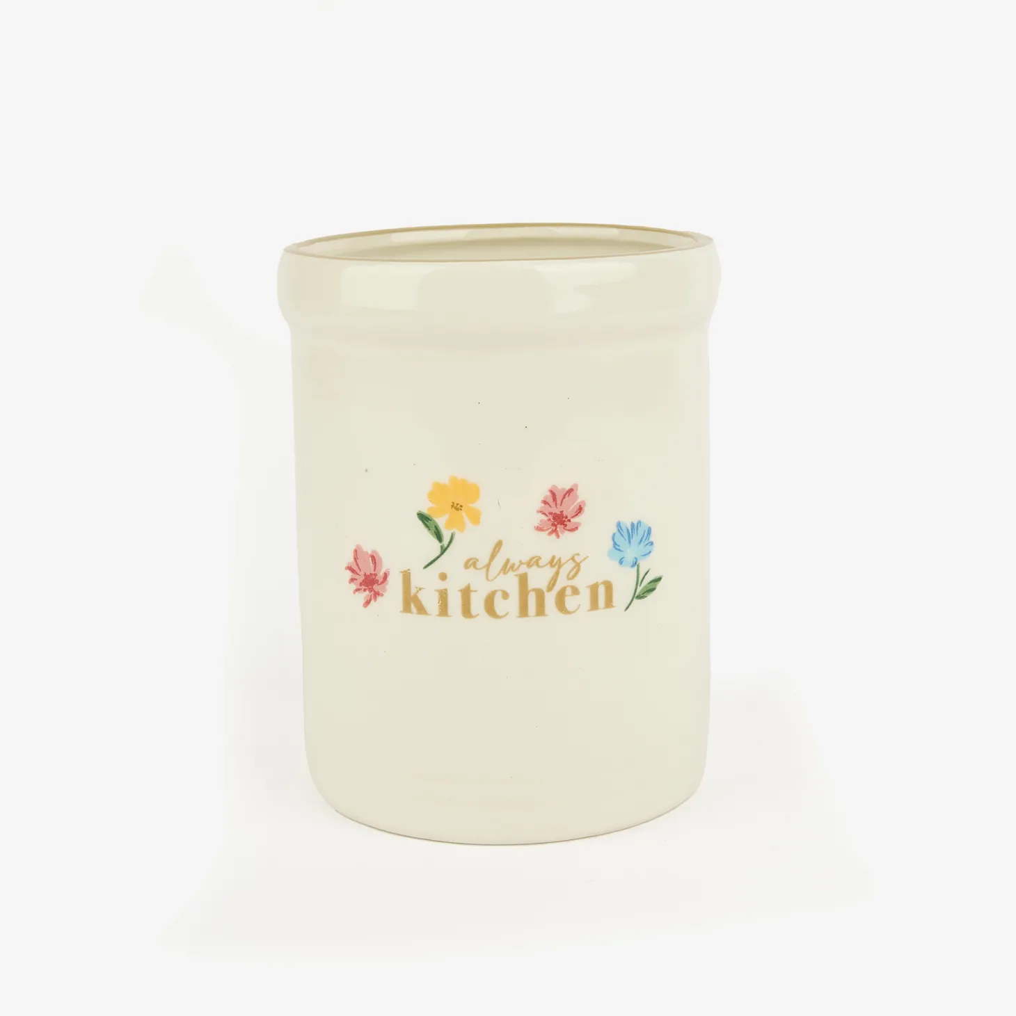 Set de utensilios de cocina con portautensilios de cerámica Flores Ø10x13cm