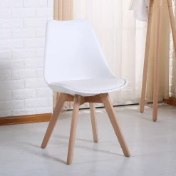 Silla de comedor blanca acolchada Leisure 50x47x81cm